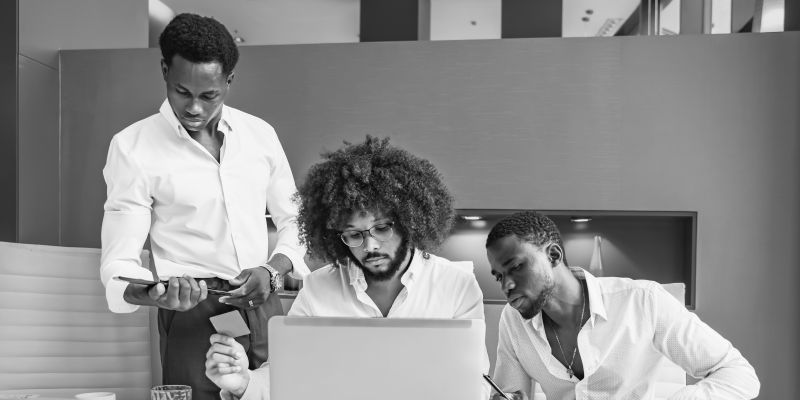 Tech professionals collaborating